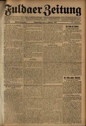 Zweite Ausgabe vom Donnerstag, den 04. Februar 1915.