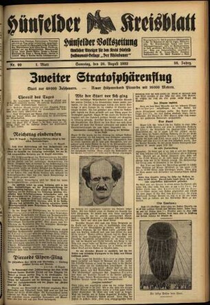 Erste Ausgabe vom Samstag, den 20. August 1932.