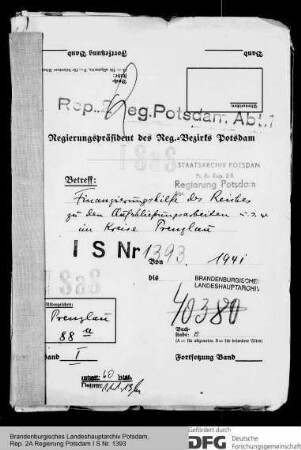 Finanzierungshilfe des Reiches zu den Aufschließungsarbeiten im Kreise Prenzlau