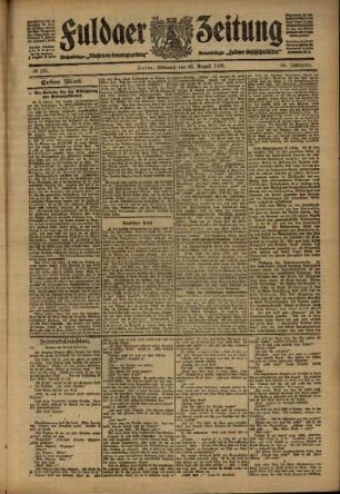 Erste Ausgabe vom Mittwoch, den 25. August 1909.