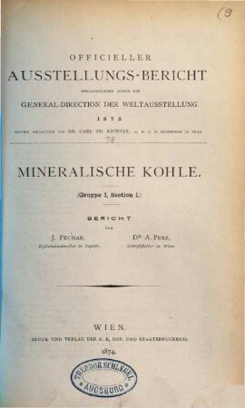 Mineralische Kohle : (Gruppe I, Section 1) ; Bericht