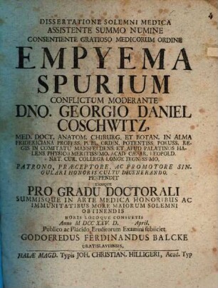 Dissertatione solemni med. ... empyema spurium