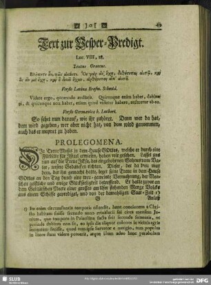 [Vesper-Predigt. Luc. VIII, 18]