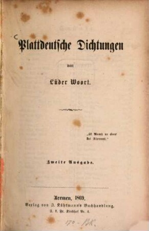 Plattdeutsche Dichtungen von Lüder Woort
