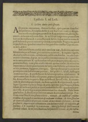 Epistola ad Lectorem.
