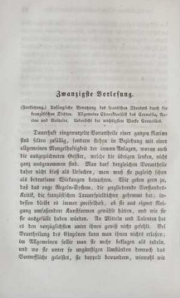 Zwanzigste Vorlesung