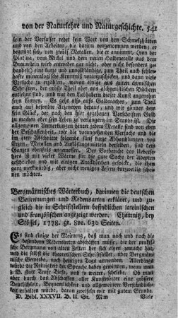 Bergmännisches Wörterbuch.