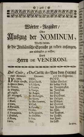 Wörter- Register/ Oder Auszug der Nominum, ...