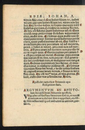 Argumentum In Epistolam secundam beati Iohannis apostoli.