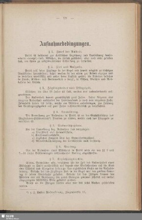 Aufnahmebedingungen
