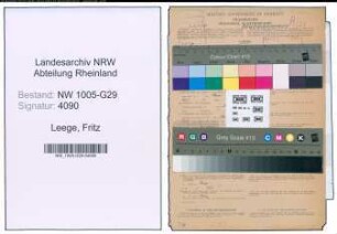 Entnazifizierung Fritz Leege , geb. 06.12.1895 (Bahnsekretaer)