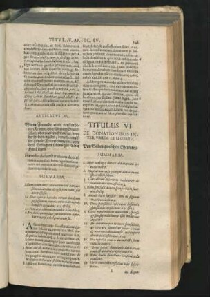 Titulus VI. De Donationibus Inter Virum Et Uxorem. Von Gaben zwischen Eheleuten.
