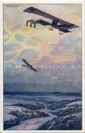 Doppeldecker im Flug