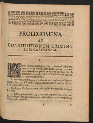 Prolegomena Ad Constitutionem Criminalem Carolinam