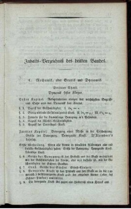 Inhalts-Verzeichniß des dritten Bandes.