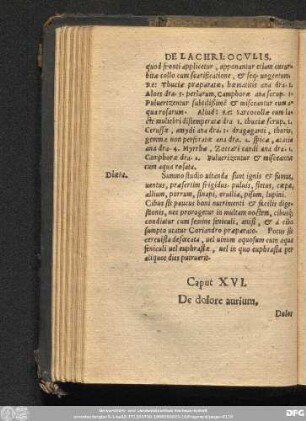 Caput XVI. De dolore aurium.
