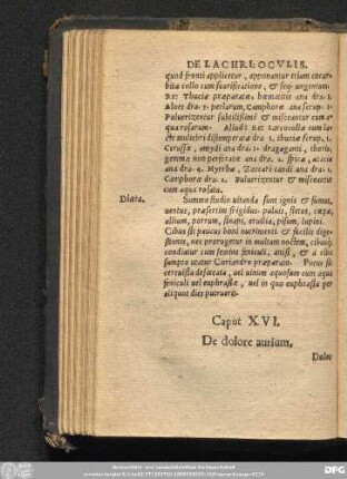 Caput XVI. De dolore aurium.