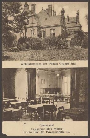 Ansichtskarte "Wohlfahrtshaus der Polizei Gruppe Süd", Speisesaal