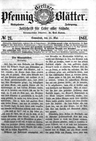 No. 21, Sonnabend, den 18. Mai