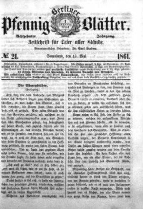 No. 21, Sonnabend, den 18. Mai