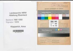 Entnazifizierung Anna Klapperich , geb. 05.08.1895 (Lehrerin)