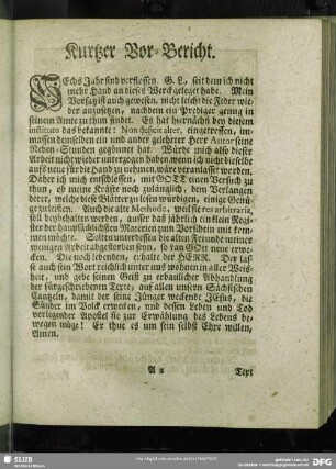 Kurtzer Vor-Bericht