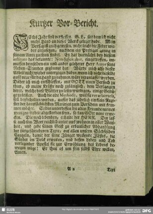 Kurtzer Vor-Bericht