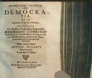 Dissertatio Politica De Democratia