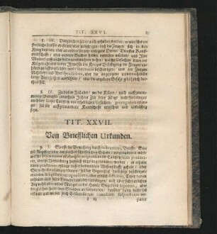 Tit. XXVII. Von Briefflichen Urkunden.