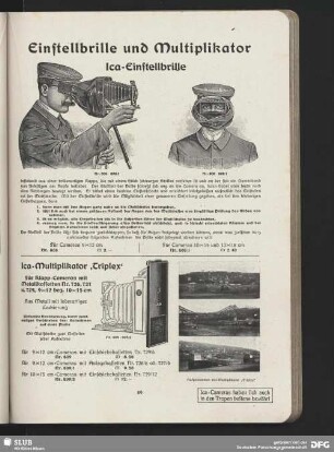 Ica-Einstellbrille, Ica-Reisecamera, Ica-Stativcameras