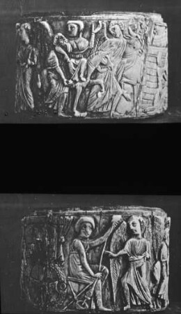 Berlin, Pyxis mit Marienszenen, Darstellung der Verkündigung, der Reise nach Bethlehem und der Geburt Christi, Elfenbein; Staatliche Museen zu Berlin - Preußischer Kulturbesitz, Museum für spätantike und byzantinische Kunstoströmisch
