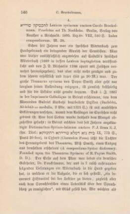 146-149 [Rezension] Brockelmann, Carl, Lexicon Syriacum