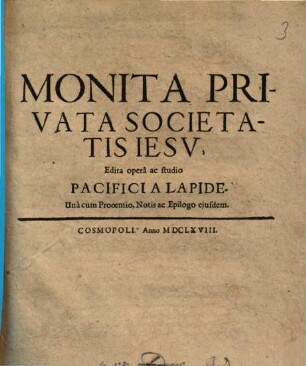 Monita privata Societatis Jesu