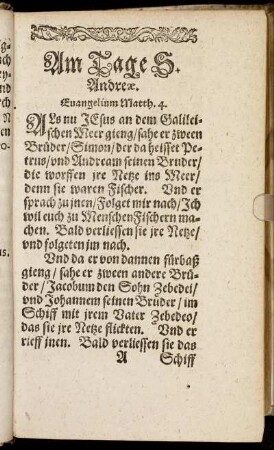 Am Tage S. Andreæ.