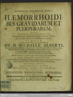 Dissertatio Inauguralis Medica De Haemorrhoidibus Gravidarum Et Puerperarum