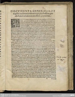 DOCUMENTA GENERALIA, EX regulis Arithmeticae de minutijs physicalibus, pro usu harum tabularum necessaria praemittere.