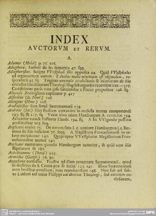 Index Auctorum Et Rerum