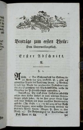Beyträge zum ersten Theile: Dem Unterweisungsfach.