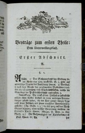 Beyträge zum ersten Theile: Dem Unterweisungsfach.