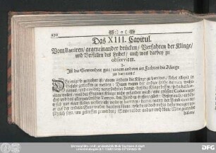 Das XIII. Capitul. Vom Battiren, gegeneinander drücken, Verfahren der Klinge, und Verfallen des Leibes, auch was darbey zu observiren.