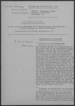 Neuhausen/Eck: Pfarrbericht mit Visitationsbericht 1948