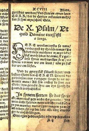 De X. Psalm / Vt quid Domine recessisti a longe.