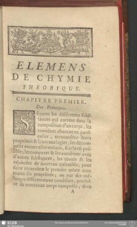 Chapitre Premier. Des Principes