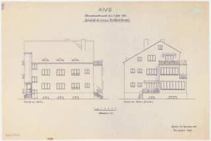 Umbau eines Landhauses Monatskonkurrenz Februar 1933: Aufriss Nordansicht, Westansicht (Seeseite) 1:100; Maßstabsleiste