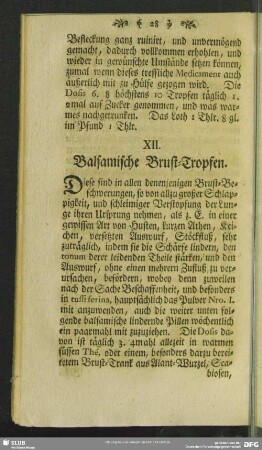XII. Balsamische Brust-Tropfen