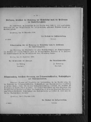 Verfügung, betreffend die Vertretung des Reichsfiskus durch die Präsidenten der Landesfinanzämter