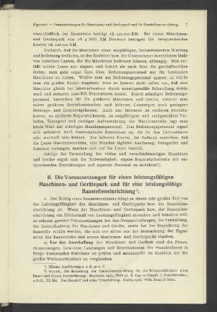 II. Die Voraussetzungen für einen leistungsfähigen Maschinen- und Gerätepark und für eine leistungsfähige Baustelleneinrichtung