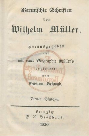 Bändchen 4: Vermischte Schriften