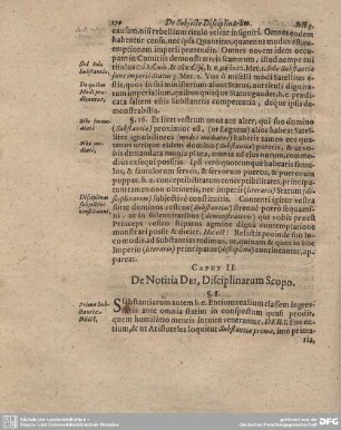 Caput II. De Notatis Dei, Discipilnarum Scopo.