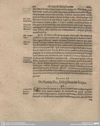 Caput II. De Notatis Dei, Discipilnarum Scopo.